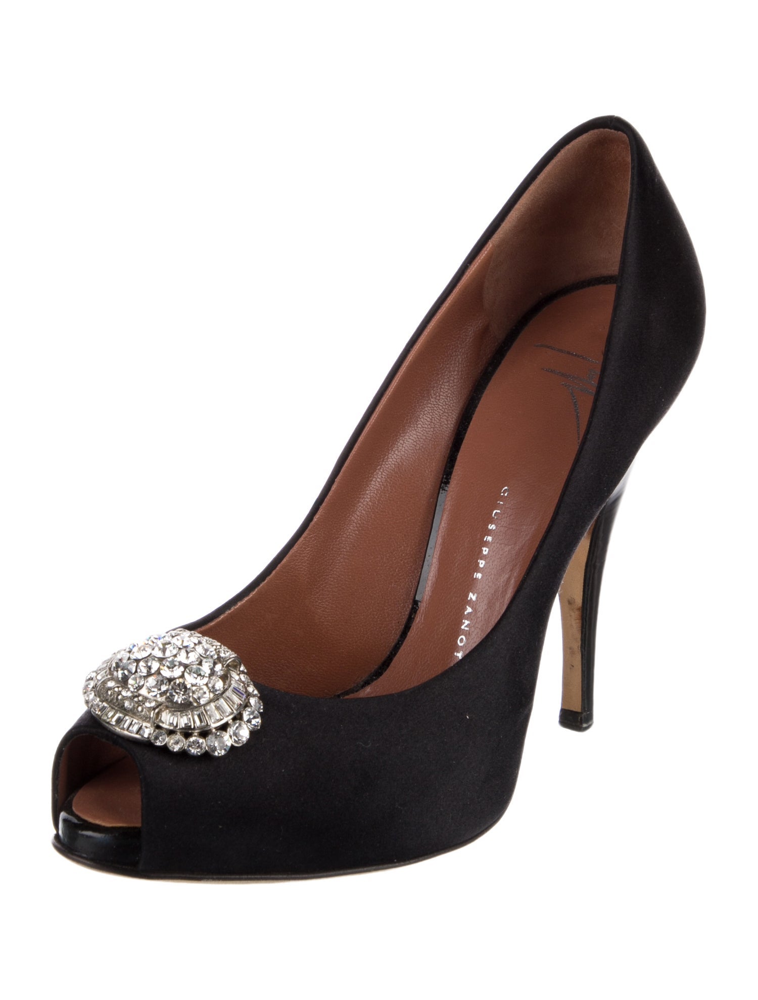 Giuseppe Zanotti Satin Crystal Embellishments Pumps