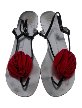 Giuseppe Zanotti Leather Colorblock Pattern T-Strap Sandals