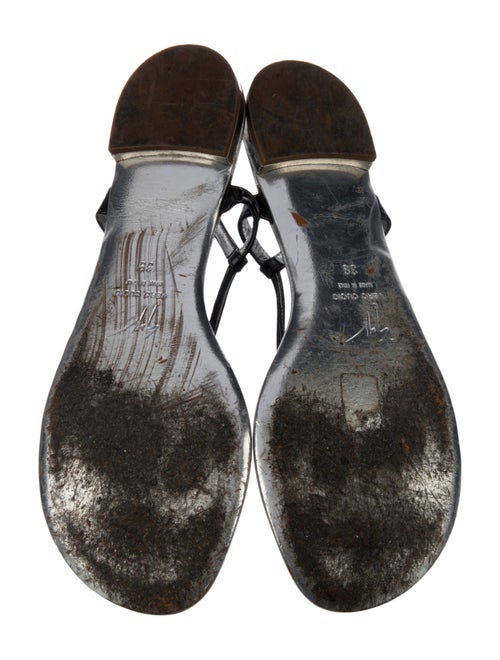 Giuseppe Zanotti Leather Colorblock Pattern T-Strap Sandals