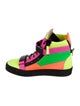 Giuseppe Zanotti Leather Colorblock Pattern Wedge Sneakers