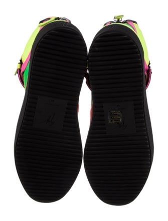 Giuseppe Zanotti Leather Colorblock Pattern Wedge Sneakers