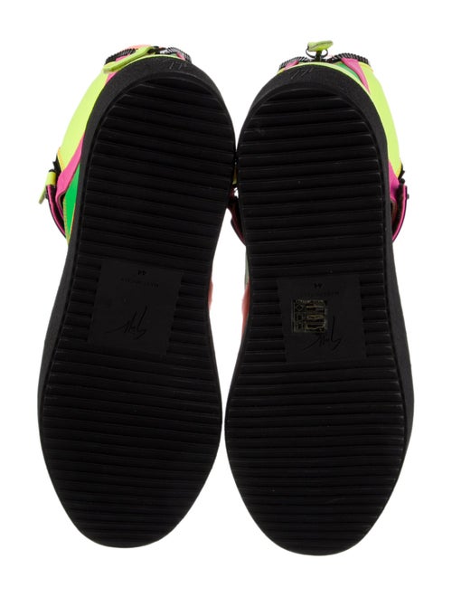 Giuseppe Zanotti Leather Colorblock Pattern Wedge Sneakers