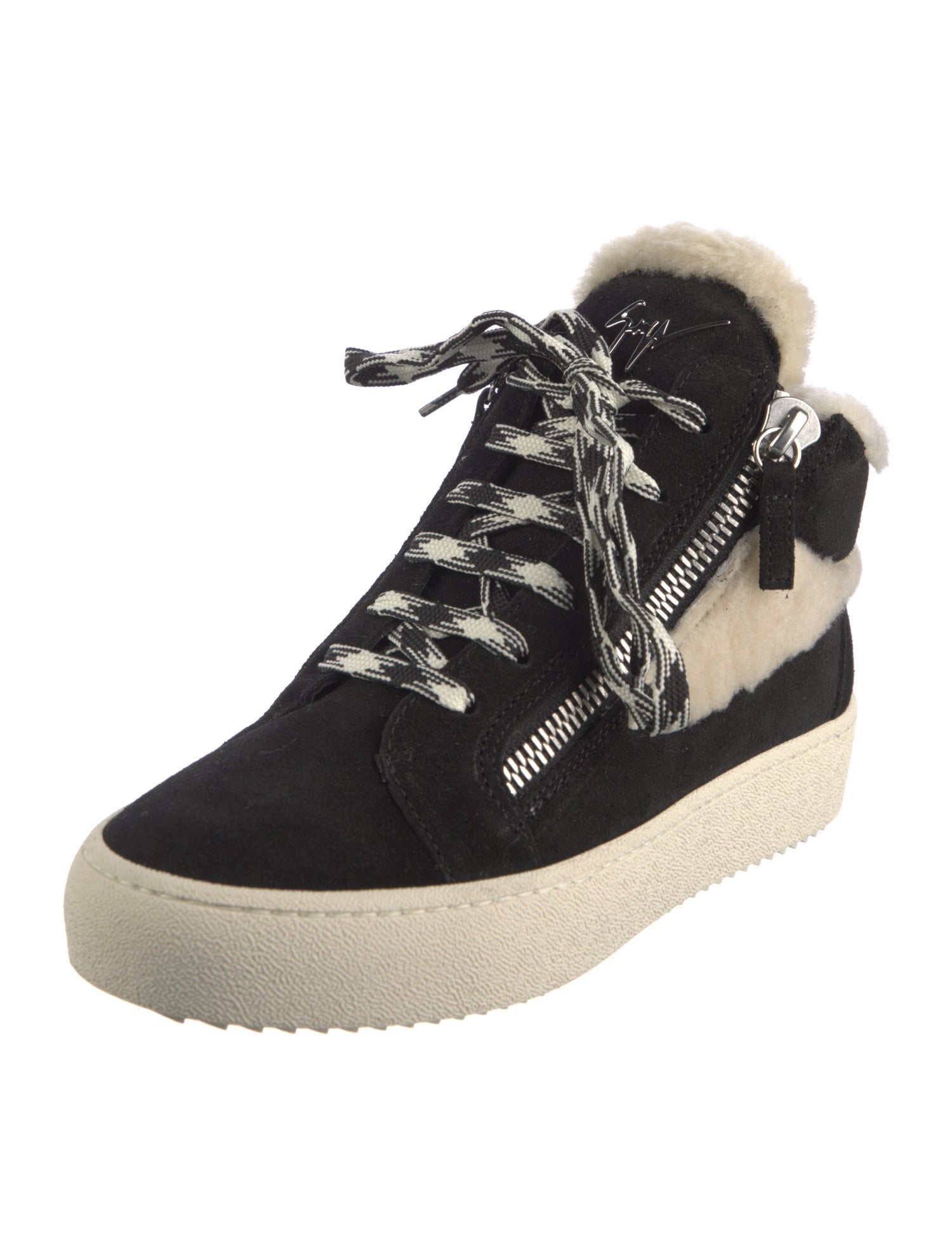 Giuseppe Zanotti Suede Colorblock Pattern Wedge Sneakers w/ Tags