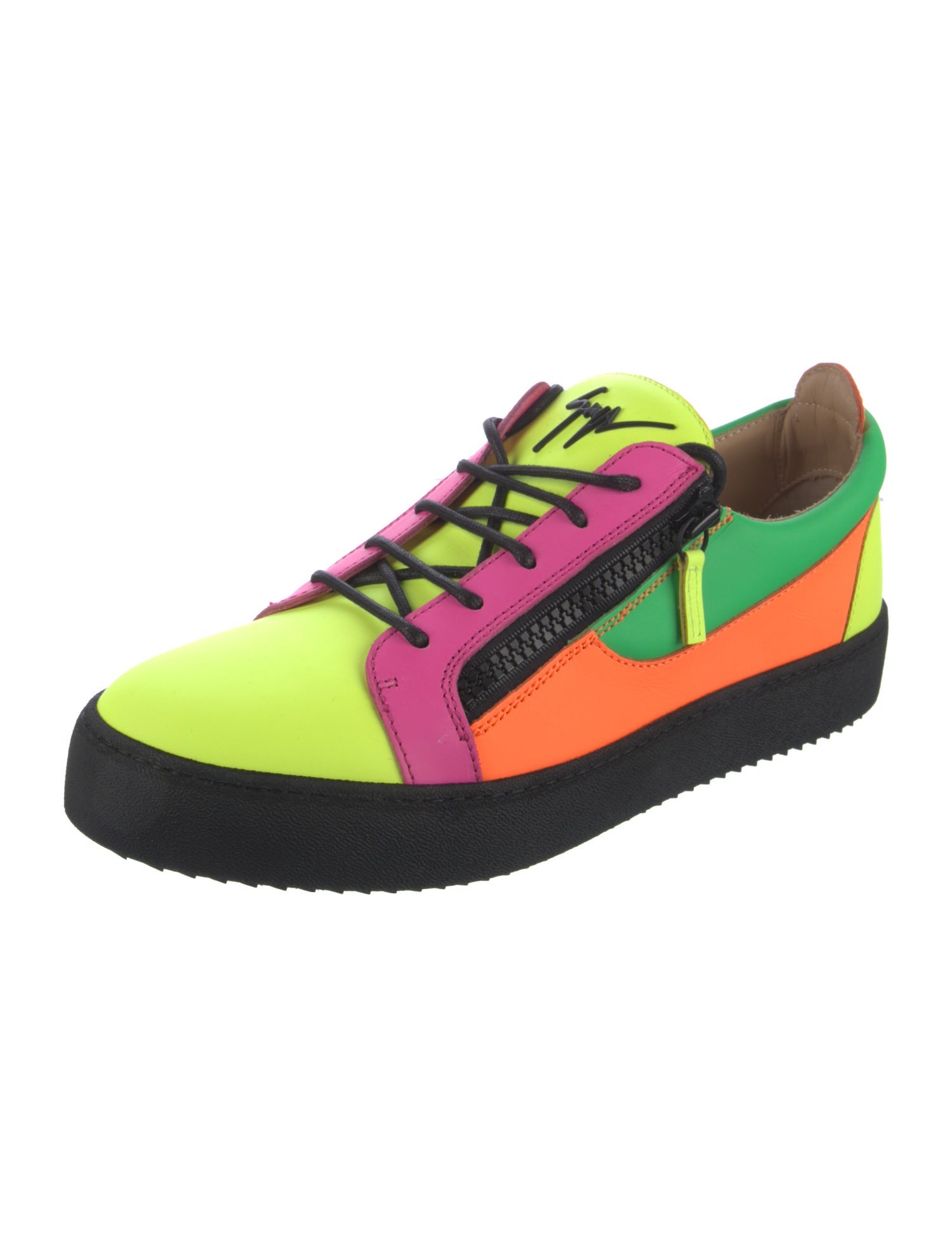 Giuseppe Zanotti Patent Leather Colorblock Pattern Sneakers w/ Tags