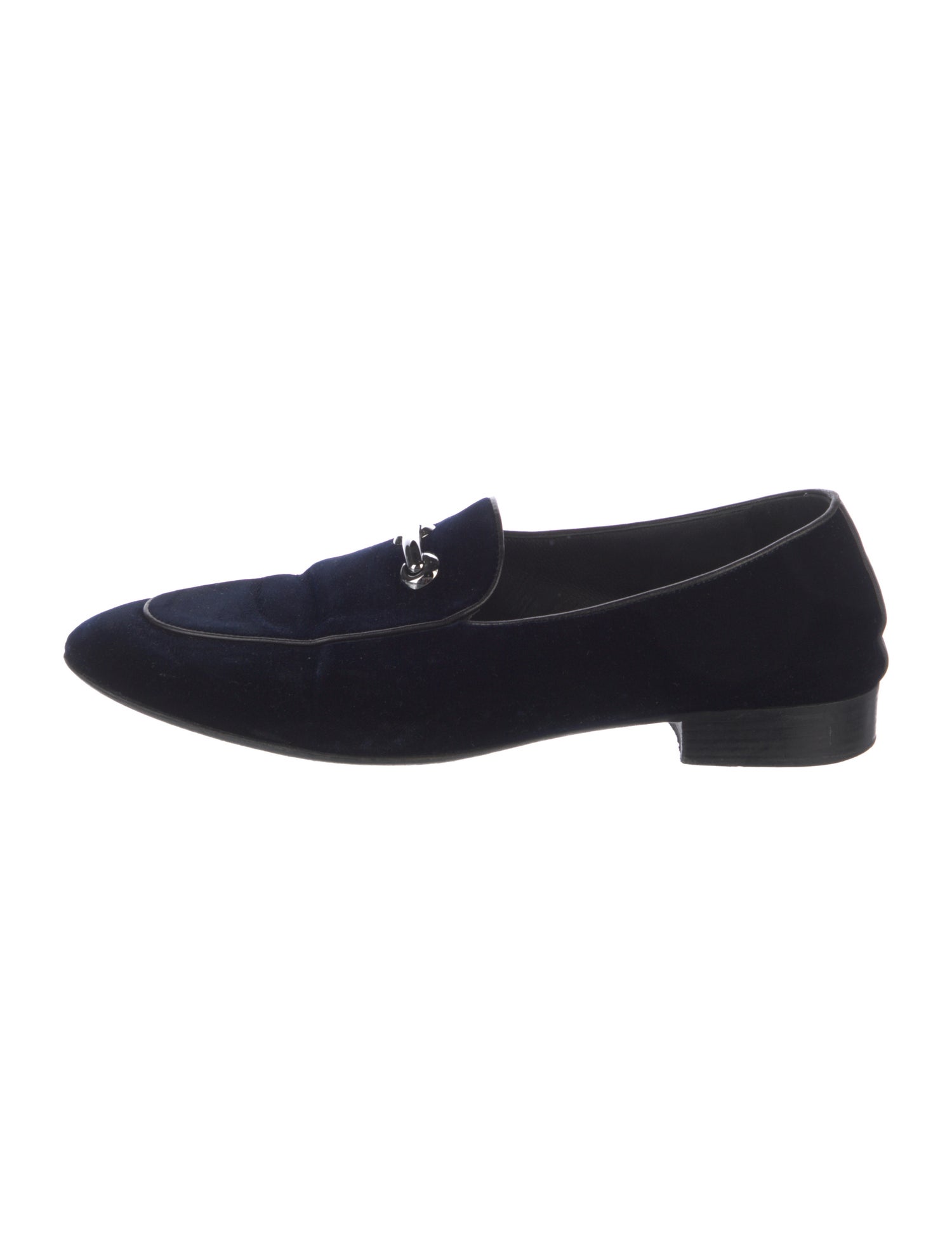 Giuseppe Zanotti Velvet Leather Trim Embellishment Loafers