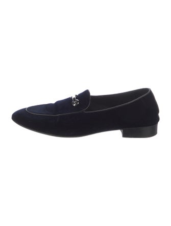 Giuseppe Zanotti Velvet Leather Trim Embellishment Loafers