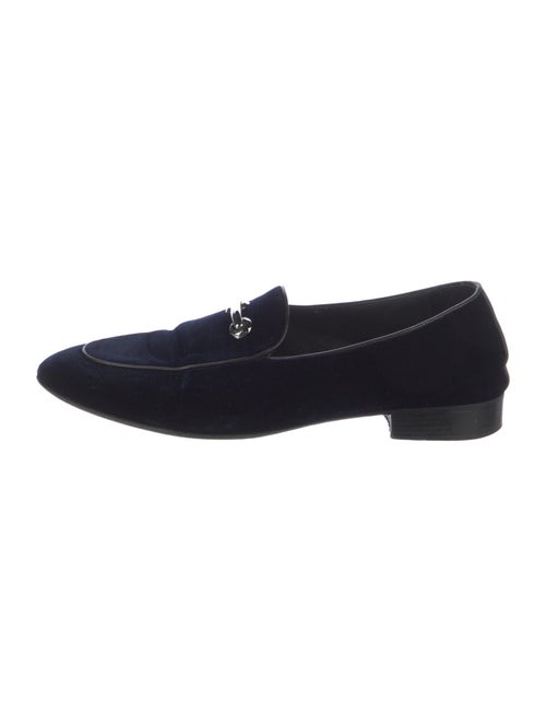Giuseppe Zanotti Velvet Leather Trim Embellishment Loafers