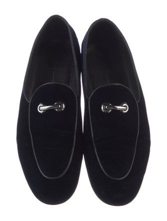 Giuseppe Zanotti Velvet Leather Trim Embellishment Loafers