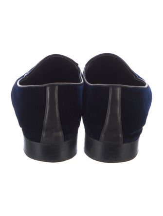 Giuseppe Zanotti Velvet Leather Trim Embellishment Loafers