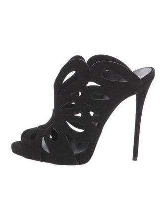 Giuseppe Zanotti Suede Cutout Accent Mules