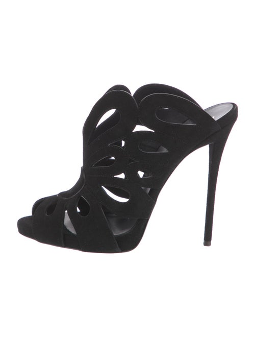 Giuseppe Zanotti Suede Cutout Accent Mules