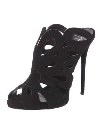 Giuseppe Zanotti Suede Cutout Accent Mules