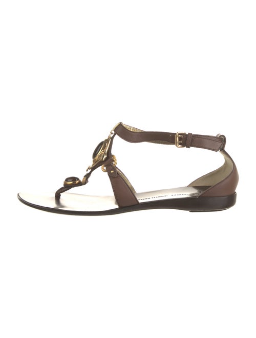 Giuseppe Zanotti Leather Beaded Accents T-Strap Sandals