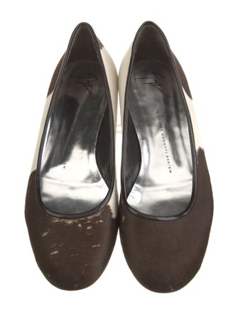 Giuseppe Zanotti Ponyhair Leather Trim Embellishment Ballet Flats