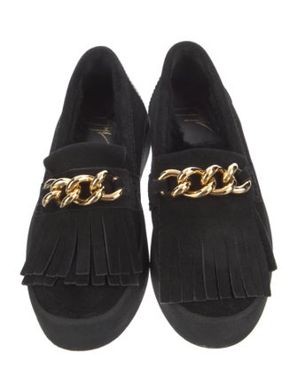 Giuseppe Zanotti Suede Chain-Link Accents Moccasins