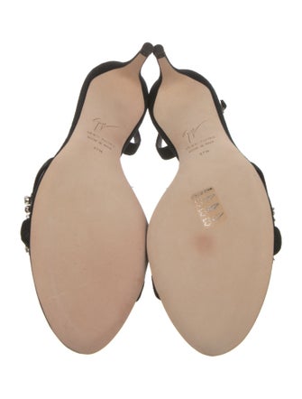 Giuseppe Zanotti Suede Crystal Embellishments Slingback Sandals