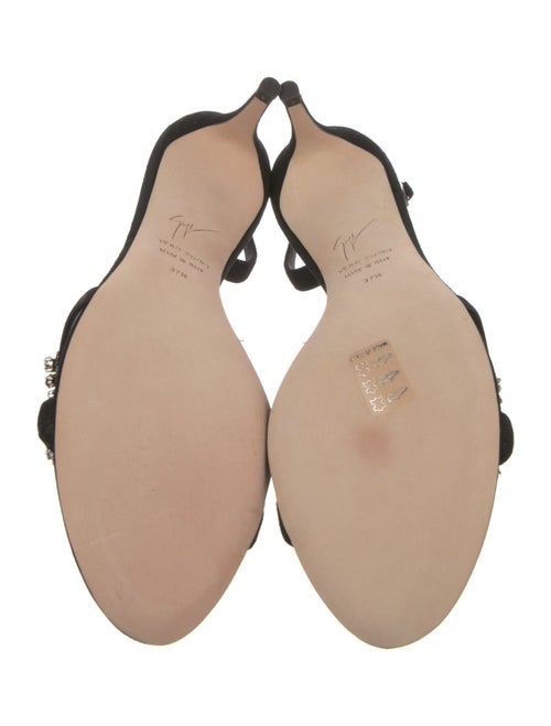 Giuseppe Zanotti Suede Crystal Embellishments Slingback Sandals