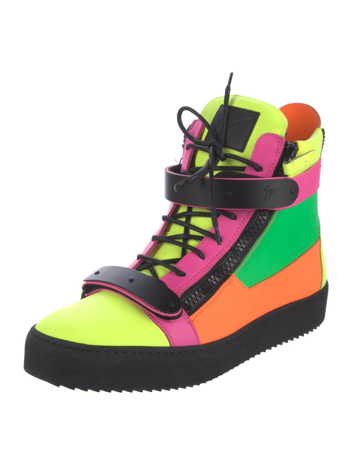 Giuseppe Zanotti Leather Colorblock Pattern Sneakers w/ Tags
