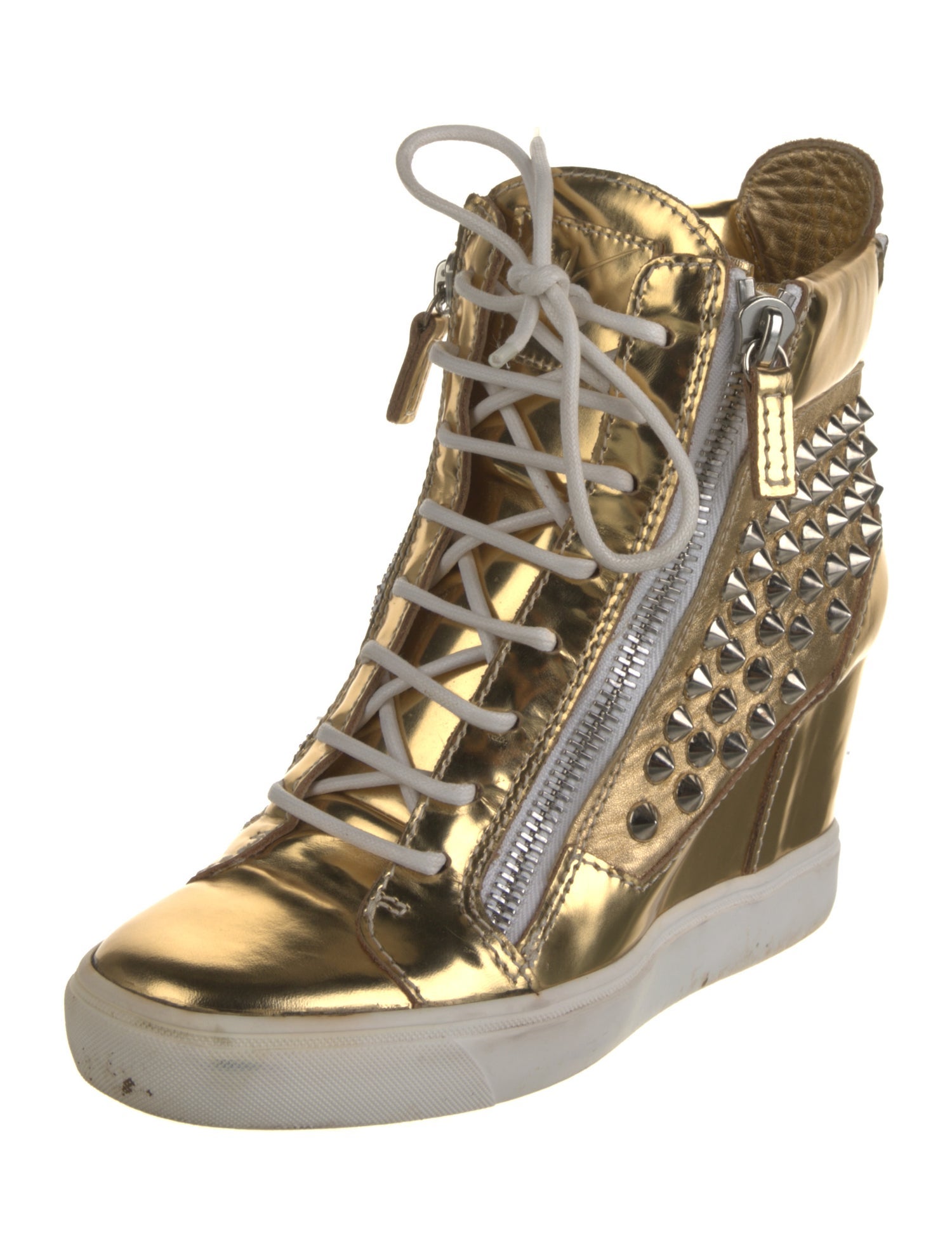 Giuseppe Zanotti Leather Colorblock Pattern Lace-Up Boots
