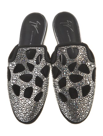 Giuseppe Zanotti Suede Crystal Embellishments Mules