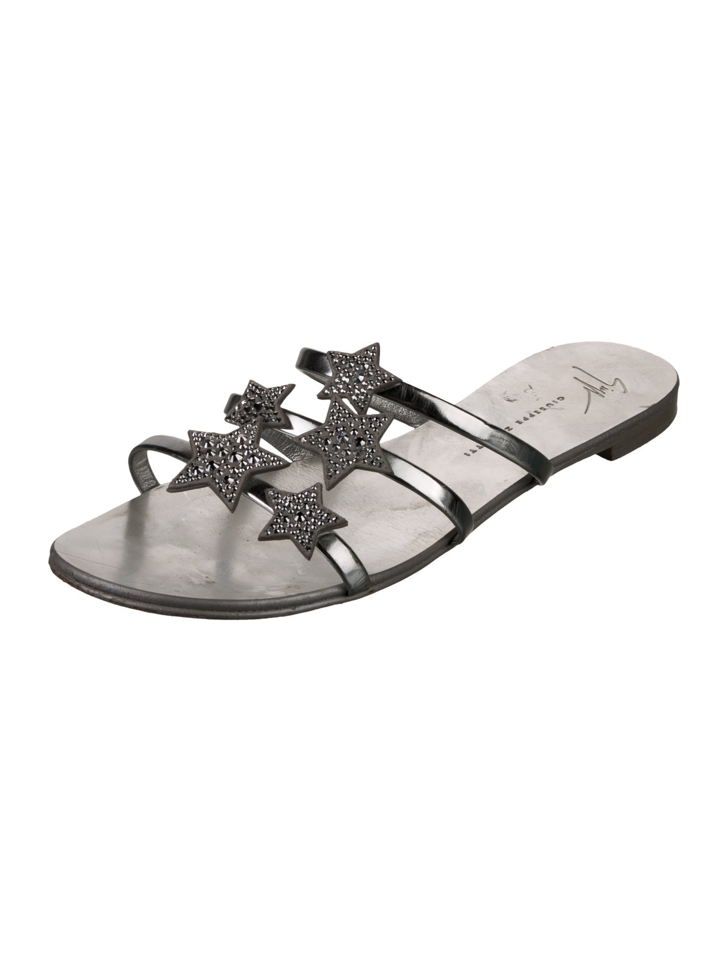 Giuseppe Zanotti Leather Crystal Embellishments Slides