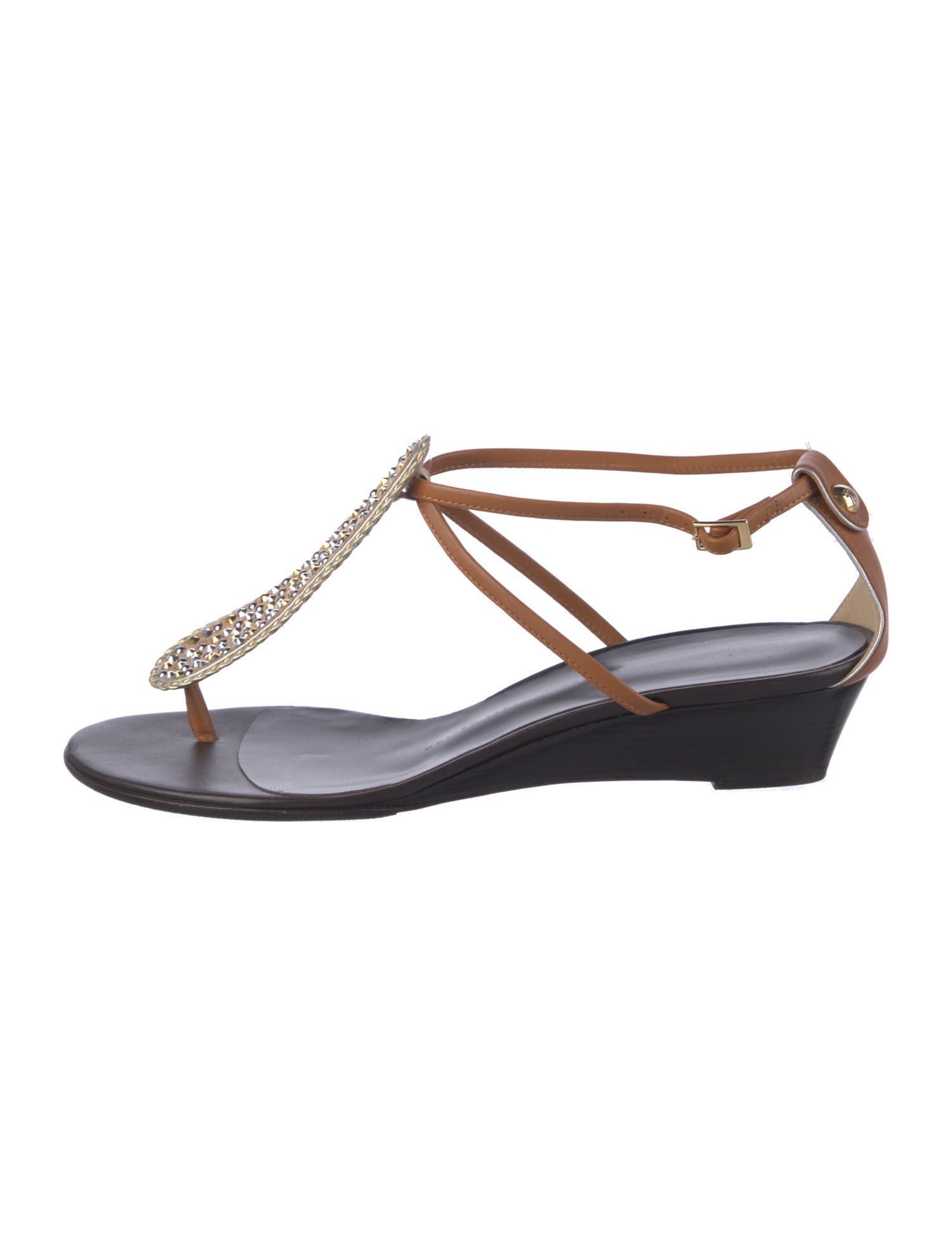 Giuseppe Zanotti Leather Crystal Embellishments T-Strap Sandals