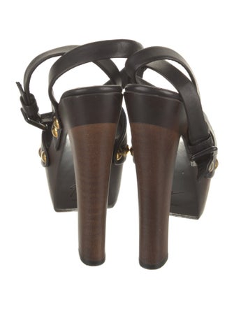 Giuseppe Zanotti Leather Studded Accents Slingback Sandals