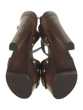 Giuseppe Zanotti Leather Studded Accents Slingback Sandals