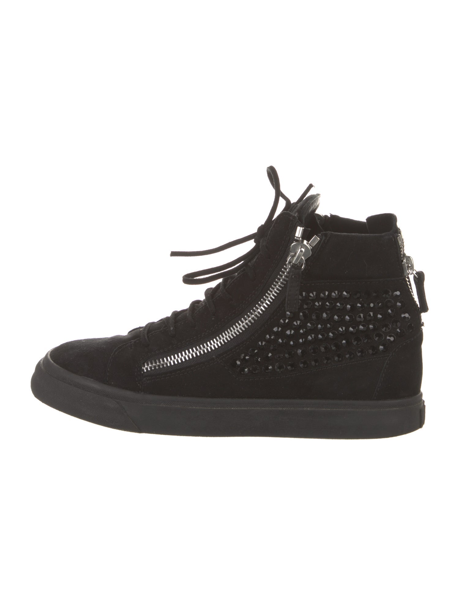Giuseppe Zanotti Suede Crystal Embellishments Lace-Up Boots