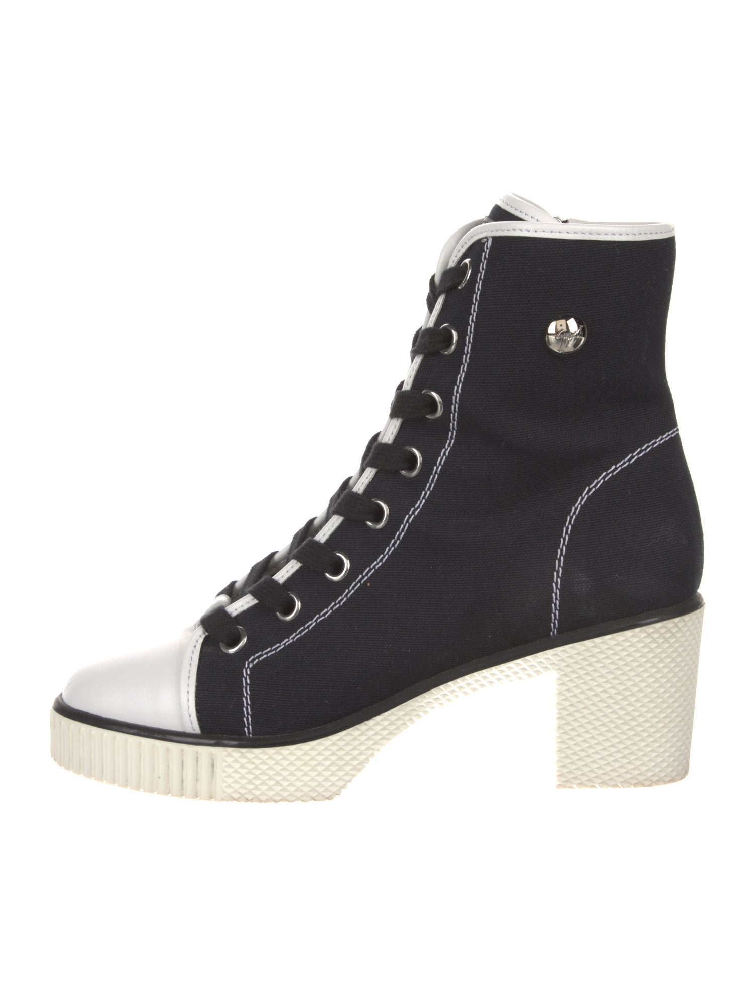 Giuseppe Zanotti Canvas Colorblock Pattern Lace-Up Boots