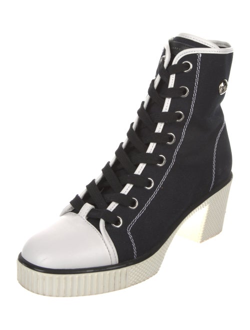 Giuseppe Zanotti Canvas Colorblock Pattern Lace-Up Boots