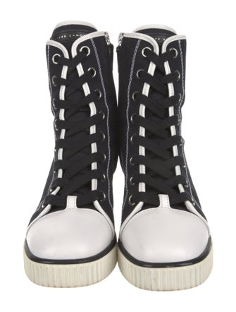Giuseppe Zanotti Canvas Colorblock Pattern Lace-Up Boots