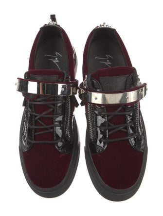 Giuseppe Zanotti Velvet Colorblock Pattern Sneakers