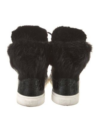 Giuseppe Zanotti Leather Colorblock Pattern Wedge Sneakers