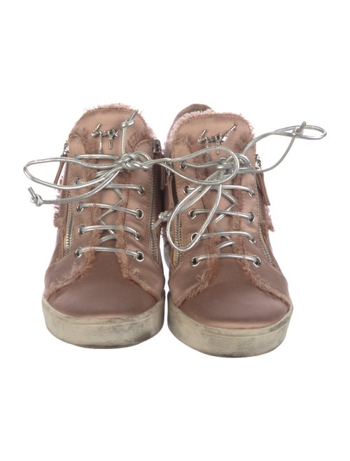 Giuseppe Zanotti Satin Colorblock Pattern Wedge Sneakers