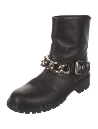 Giuseppe Zanotti Leather Chain-Link Accents Moto Boots