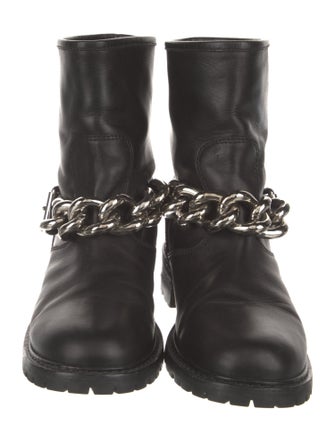 Giuseppe Zanotti Leather Chain-Link Accents Moto Boots