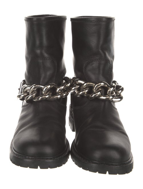 Giuseppe Zanotti Leather Chain-Link Accents Moto Boots