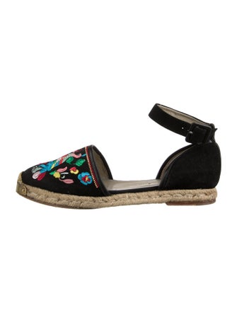 Giuseppe Zanotti Suede Floral Print D'Orsay Flats