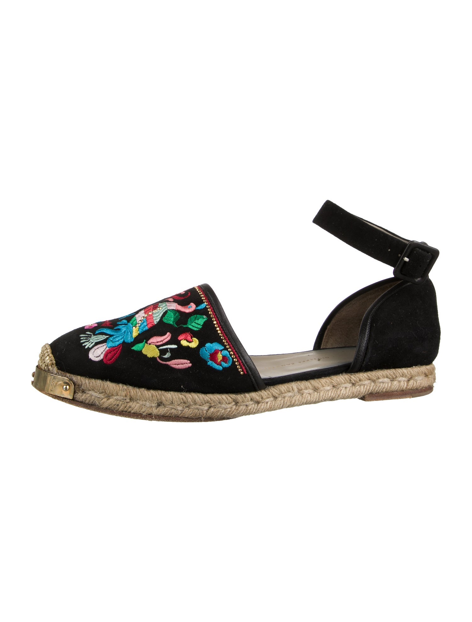 Giuseppe Zanotti Suede Floral Print D'Orsay Flats