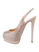 Giuseppe Zanotti Leather Crystal Embellishments Slingback Pumps