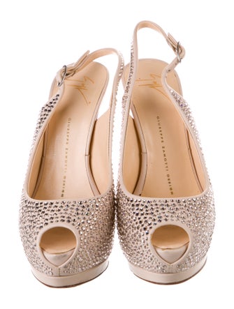 Giuseppe Zanotti Leather Crystal Embellishments Slingback Pumps