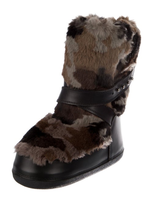 Giuseppe Zanotti Faux Fur Animal Print Lace-Up Boots