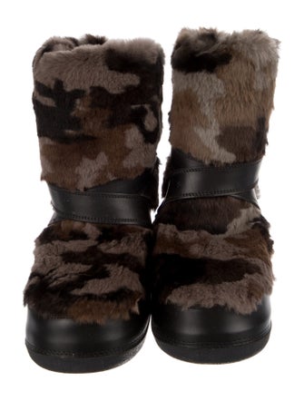 Giuseppe Zanotti Faux Fur Animal Print Lace-Up Boots