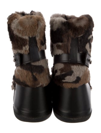 Giuseppe Zanotti Faux Fur Animal Print Lace-Up Boots