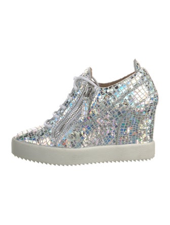 Giuseppe Zanotti Leather Animal Print Wedge Sneakers