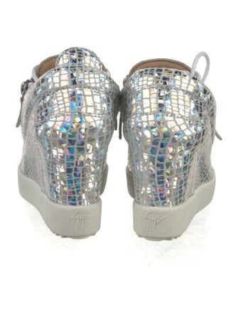 Giuseppe Zanotti Leather Animal Print Wedge Sneakers