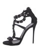 Giuseppe Zanotti Suede Crystal Embellishments T-Strap Sandals