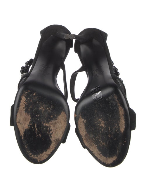 Giuseppe Zanotti Suede Crystal Embellishments T-Strap Sandals