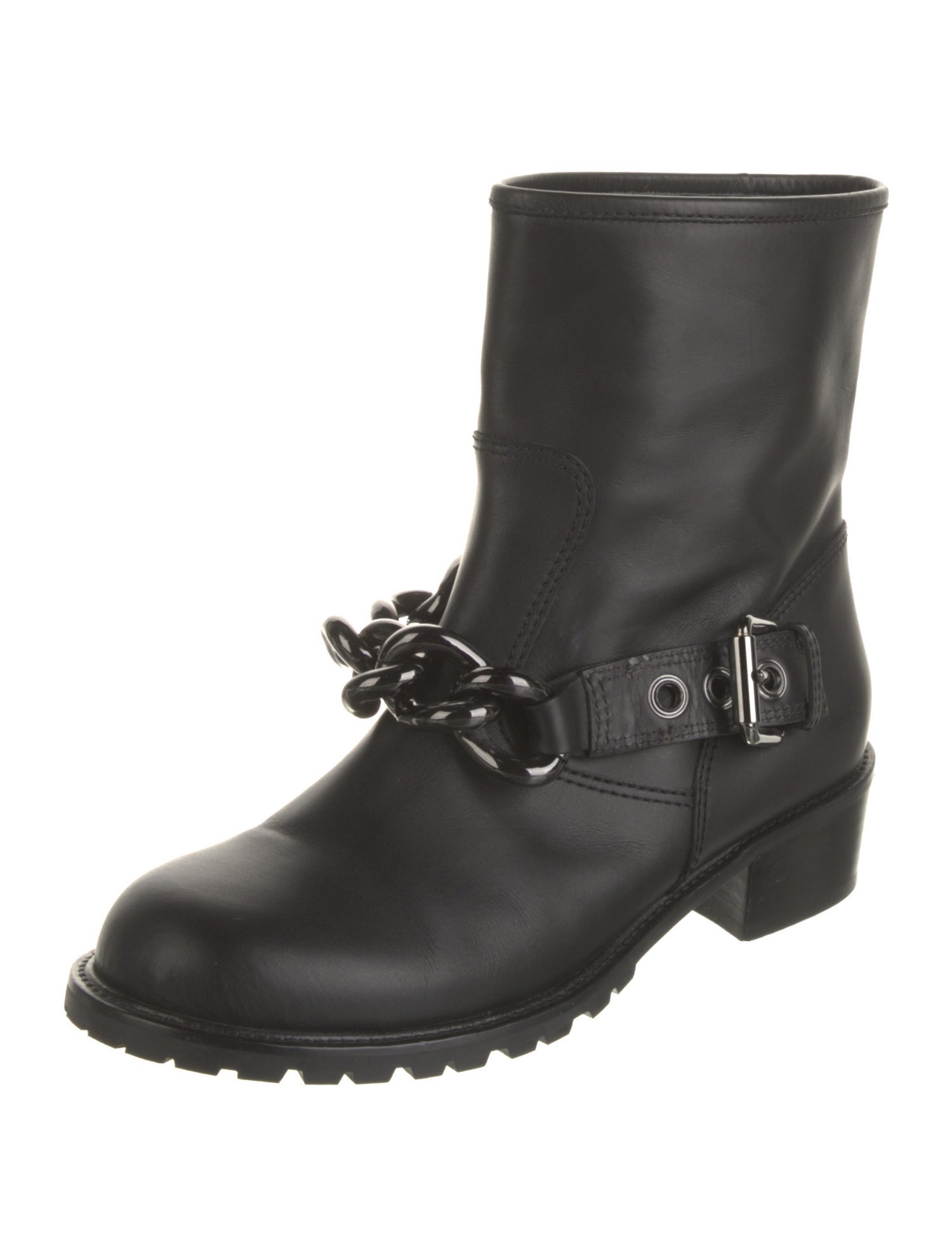 Giuseppe Zanotti Leather Chain-Link Accents Moto Boots